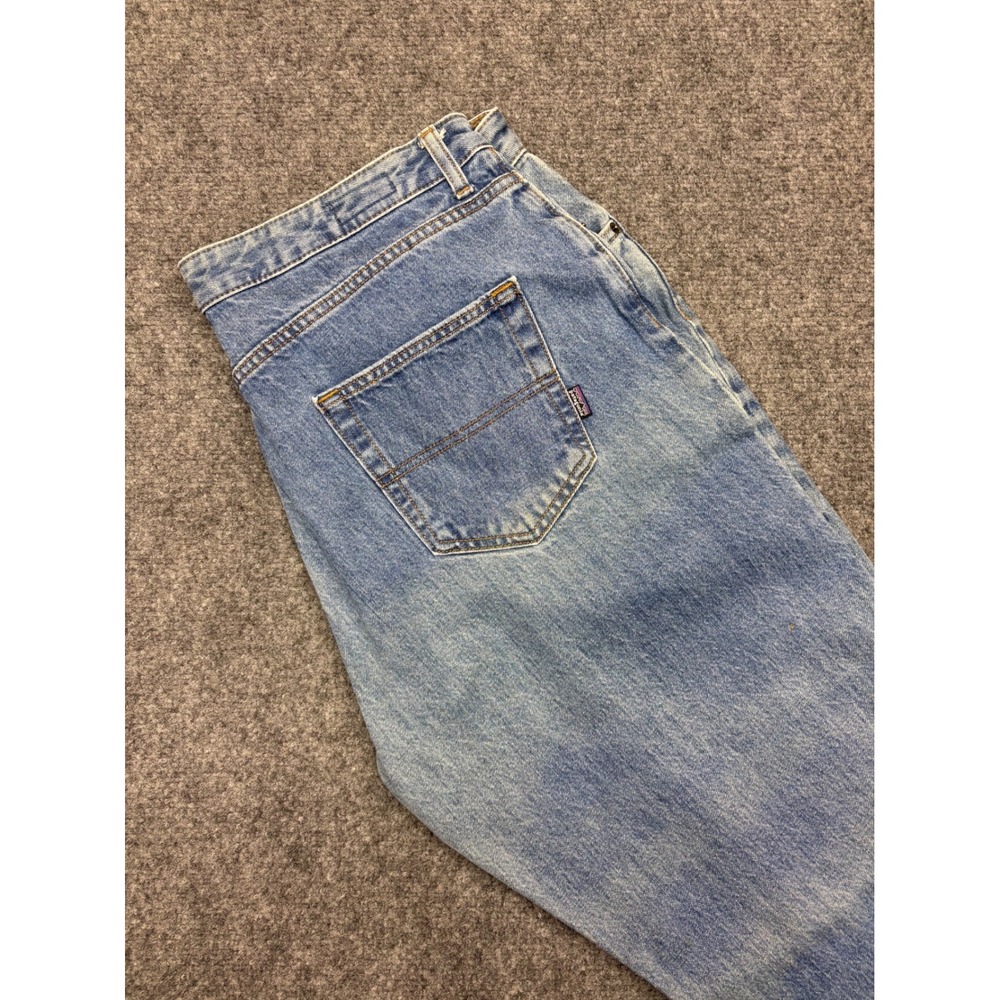 Vtg Patagonia Mens 38 Organic Cotton Denim Jeans Light Wash Straight Leg Blue